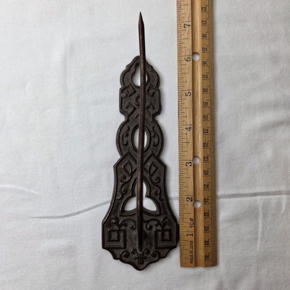 Antique 1872 Patent Cast Iron Wall Mount Receipt Bill Spike Spindle Hook Ornate